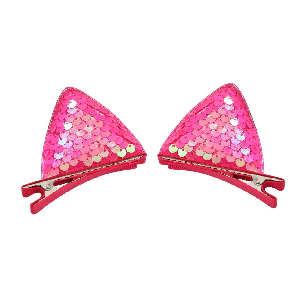 Cat Ear Side Princess Hair Clip Sweet Girl Cute Super Shiny Hair Clip Powder Sparkly Side Clip Hair Party Decoration