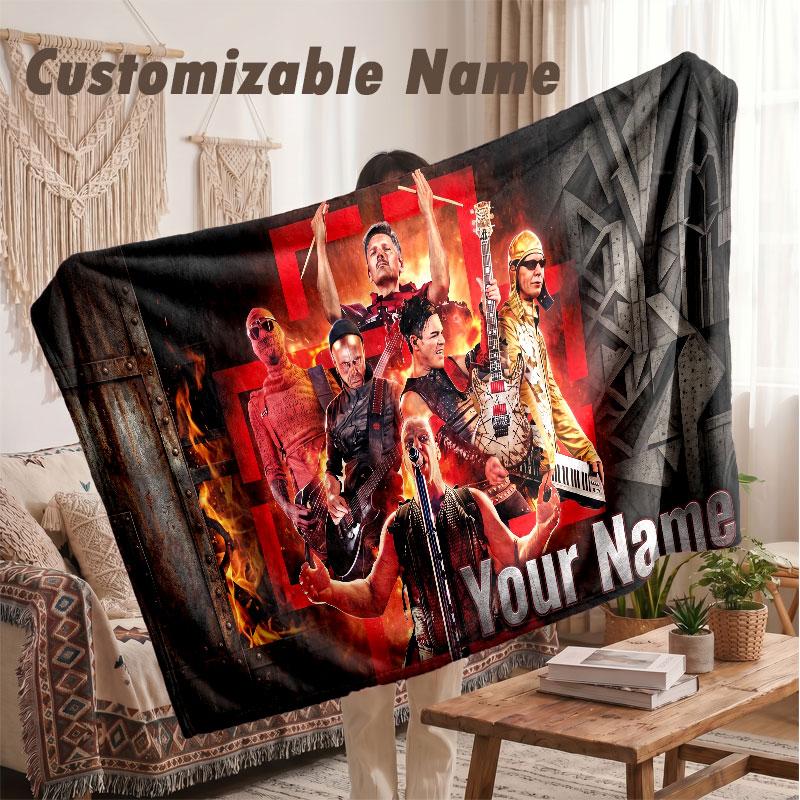 Custom Name Flannel Blanket,Rammstein Lightweight Warm Bed Blanket For Couch & Holiday Gift