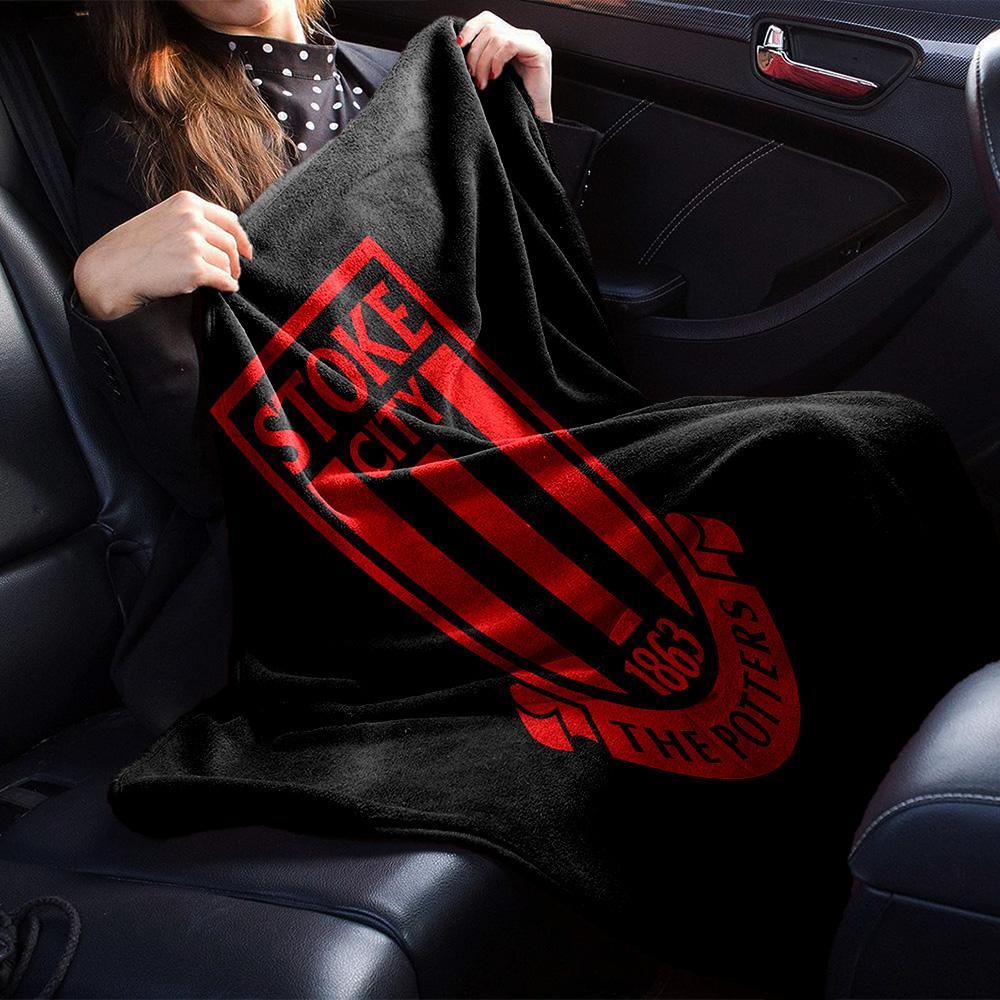 Stoke City Football Club Flannel Blanket, Soft Polyester, Modern Design, All-Season for Camping, Travel, Gifts for Holidays or Birthdays