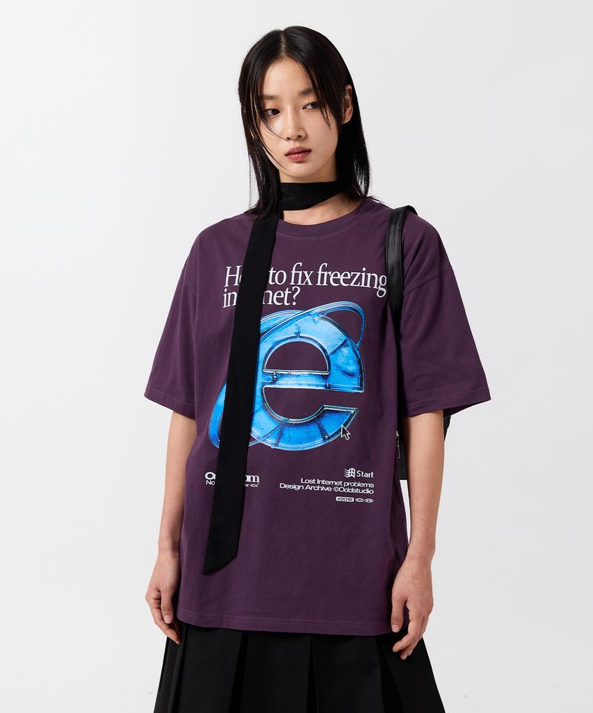ODDSTUDIO Explorer Graphic Oversized T-Shirt - Dark Purple