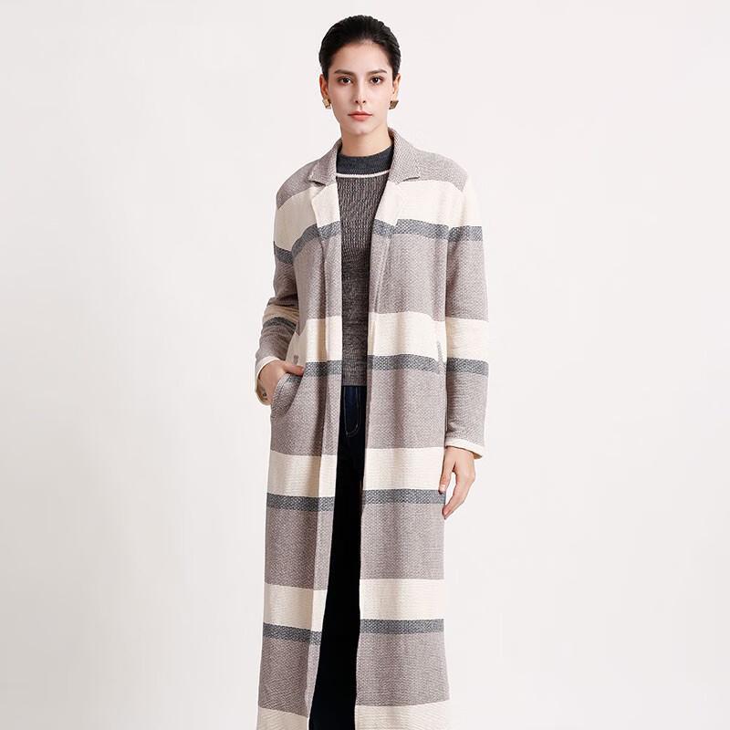 

Anlom Women s Striped Lapel Linen Blend Knit Cardigan Coat 2XL