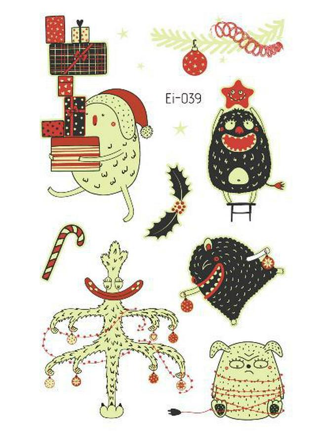 Ricalon Glow-in-the-Dark Waterproof Christmas Temporary Tattoos for Kids