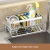 Stainless Steel Kitchen Sink Organizer, Faucet Rack, Sponge Holder, Towel Shelf, Self-Draining Storage for Sink Accessories