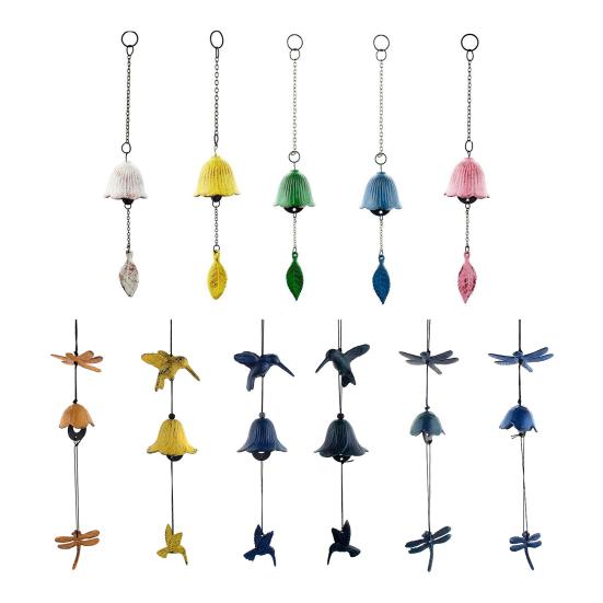 Japanese Bless Wind Chime Cast Iron Outdoor Small Wind Chime Retro Garden Hanging Wind Bell for Good Luck Patio Balcony Decoration