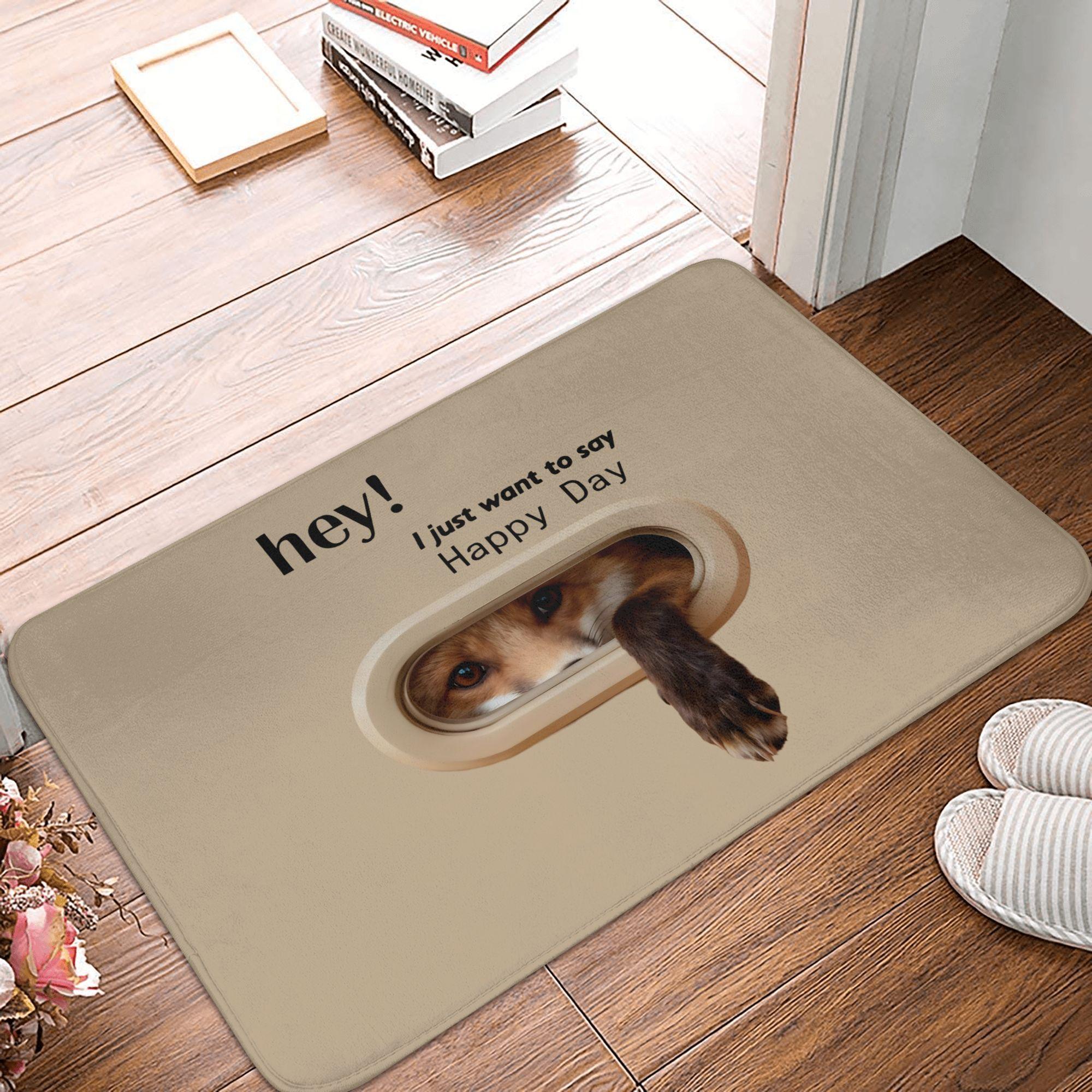 

Hey I Just Want to Say Happy Day Crocodile Pattren Front Door Mat Anti-Slip Indoor Doormat Garden Garage Entrance Rug Carpet 40x60cm