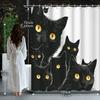 1Pc Halloween Home Decor Abstract Art Cartoon Animal Black Cat Shower Curtain, 12 Hooks Shower Curtain, Bathroom Decoratio