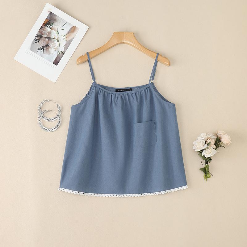 ZANZEA Womens Summer Casual Sleeveless Straps Slip Camisoles