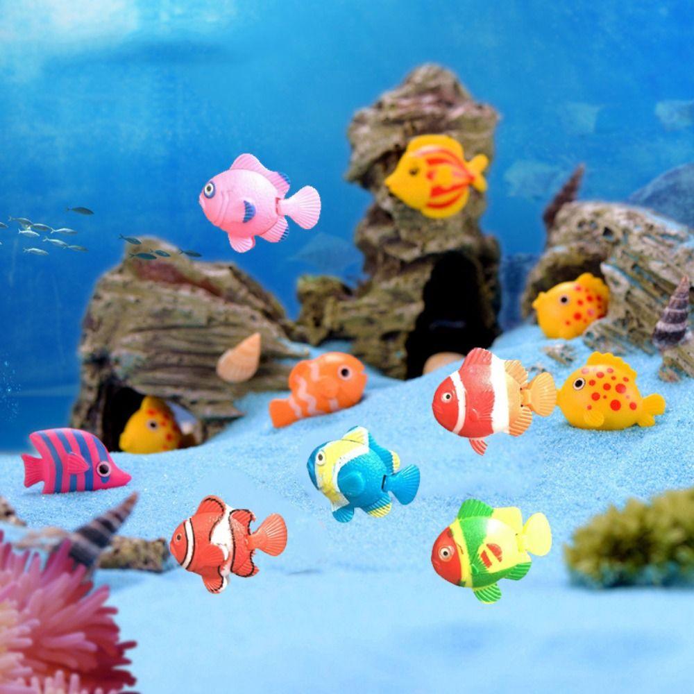 5pcs Decorative Artificial Clownfish Plastic Random Color Floating Fishes Simulation Simulation Ocean Tropical Fish