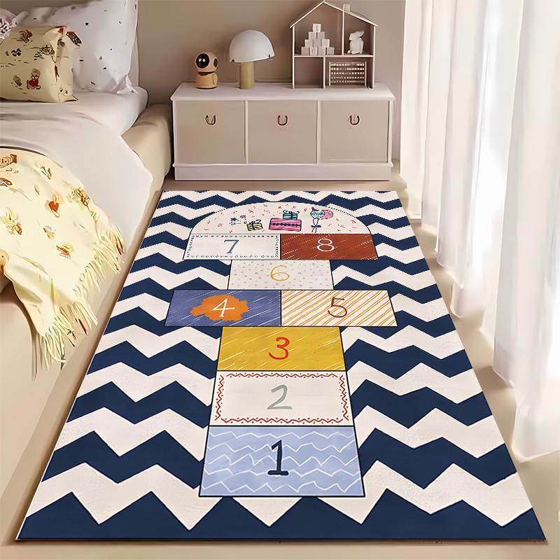 Hopscotch Carpet Design, Soft Colors for Kids' Room Suitable for use as an anti-slip game mat for living room and bedroom sofas