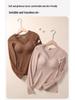 Women's Cashmere & Silk Lace V-Neck Long Sleeve Slimming Top Set