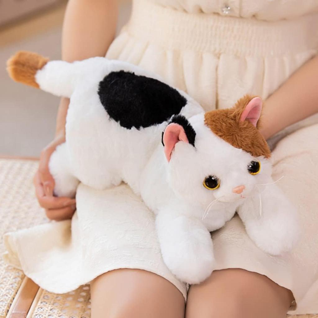 Calico Cat Plush Toy, 50cm, Realistic Cat Body Pillow, Cute, Soft, Fluffy, Squishy Plush Toy, Cute Bedding, Celebration, Fluffy Doll, Sleeping Togethe
