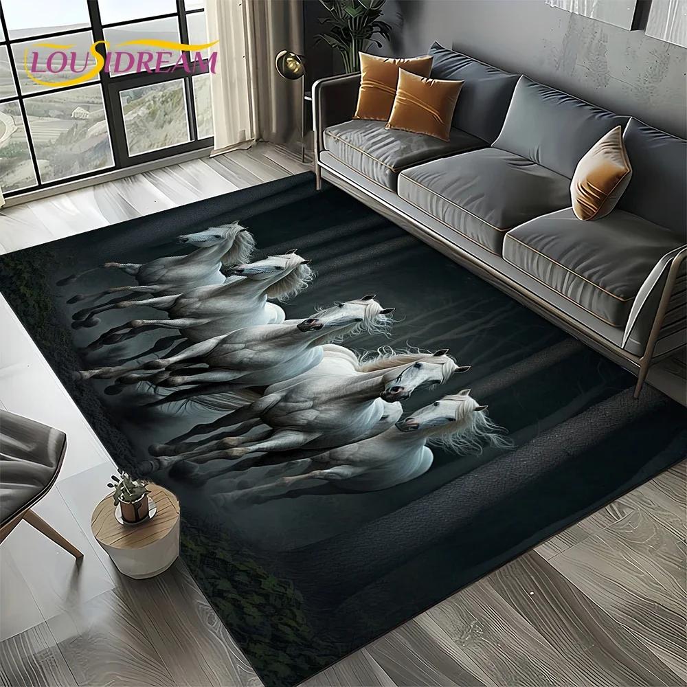 27 Style New Horse Pentium Gallant Steed 3D Animal Carpet Rug for Living Room Bedroom Home Sofa,Kid Area Rug Non-slip Floor Mat