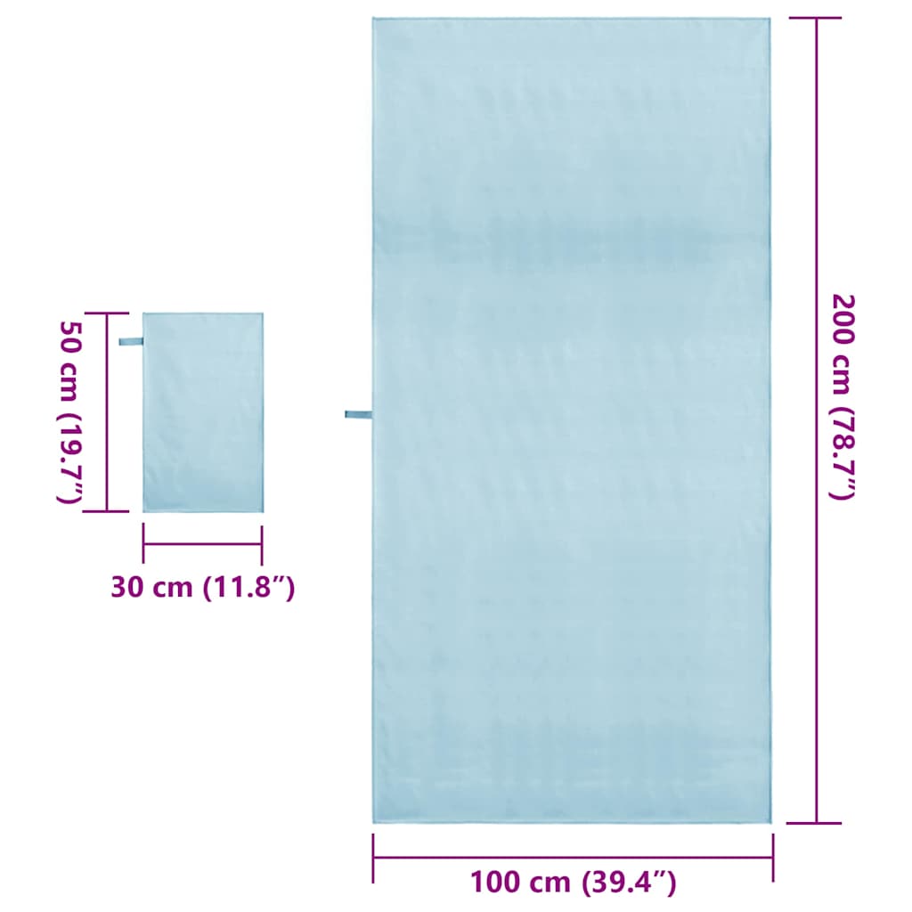 Sports Towel Set 2 Pcs Blue Fabric