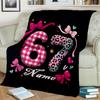 1PC Custom Name Pink Plaid Leopard Print Flannel Blanket Versatile,all-season Throw Suitable for the Living Room,bedroom,camping,travel,and Gift