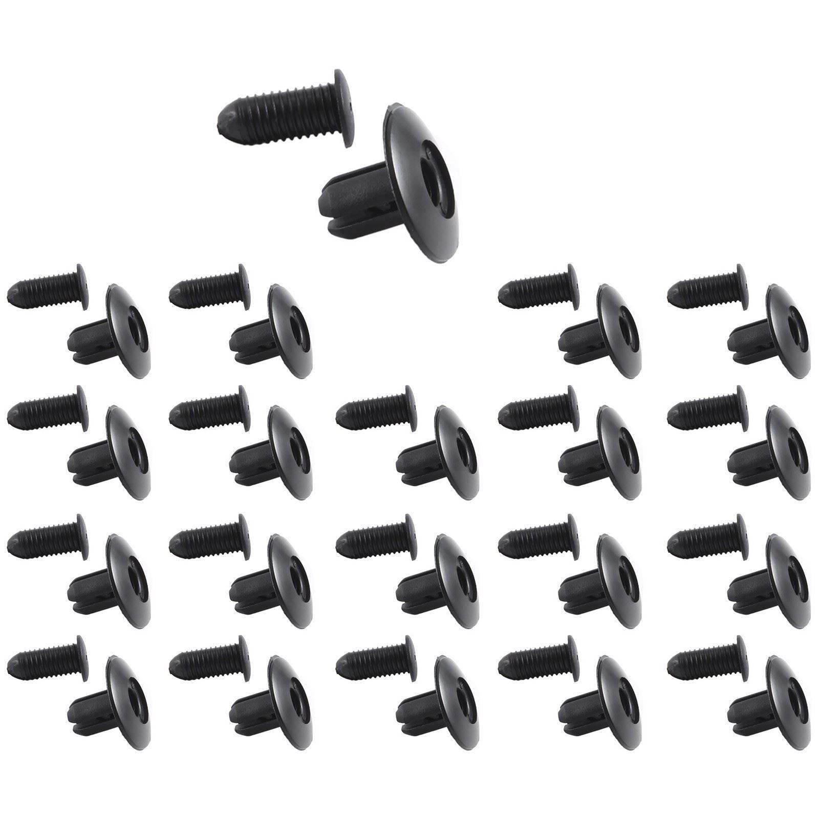 20 Pcs 8mm Hole Push in Expanding Screw Panel Clips Plastic Rivet Black