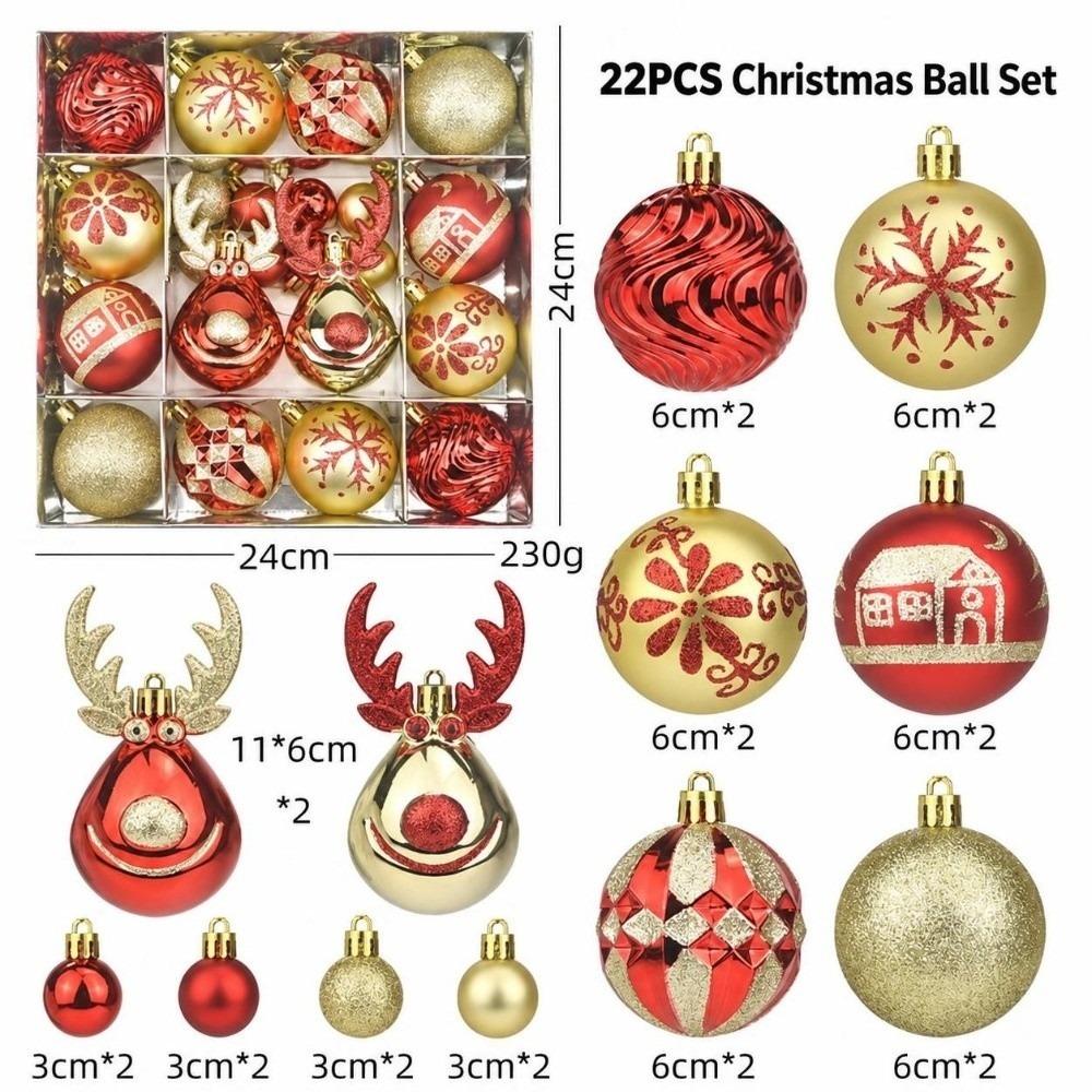 22Pcs/Set 6CM Christmas Ball Shiny Xmas Baubles Durable Christmas Pendant Decorations  Storefront