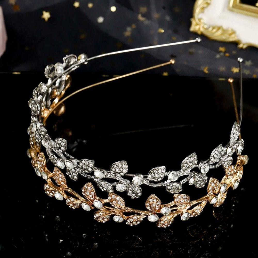 Zinc Zinc Alloy Material Wedding Hair Accessories Gold Silver Color Bride Headband Hairbands  Birthday Party