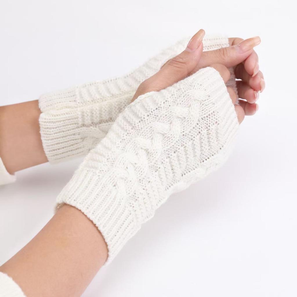 Fashion Knitted Gloves Arm Fingerless Winter Gloves Unisex Soft Warm Mitten