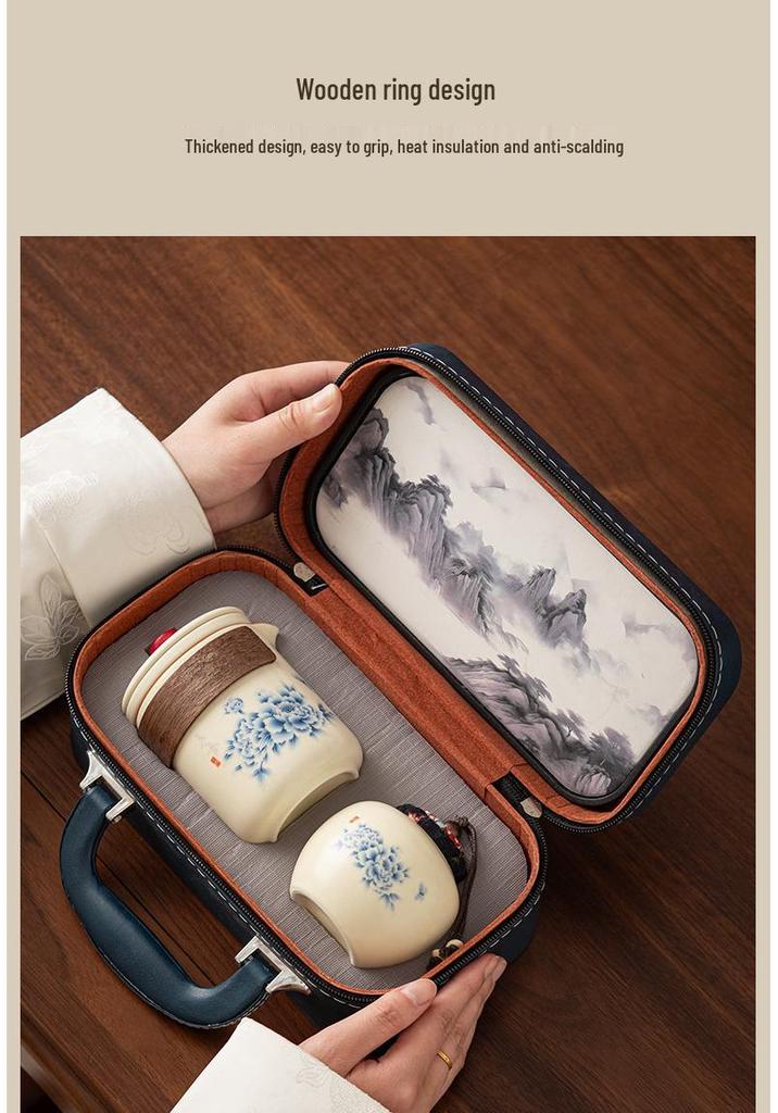 Elegant Travel Tea Set: Ru Kiln Ceramic Teapot & Cups for Business Customization