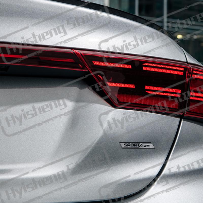 AAABV1 Metal Car Styling Sport Line Front Grille Sticker Badge Rear Trunk Body Emblem For Skoda VRS Octavia Rapid Kodiaq Karoq Superb