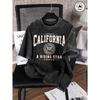 America California Printed Washed T-Shirt Mens Cotton Oversized T Shirt Casual O-Neck Short Sleeve Tops Basic Male Tees