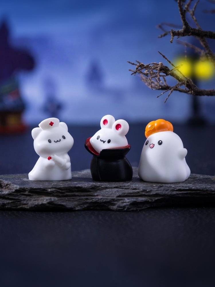 4/8 Stück Süße Kürbis Geist Dekoration Halloween Mikro-Landschaft Miniaturfiguren Harz Handwerk Mini Feengarten Ornamente
