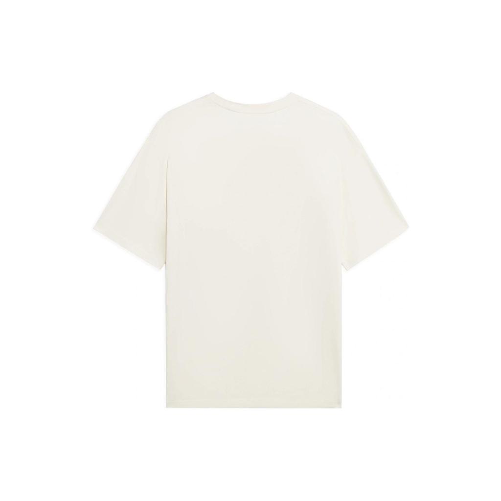 Li Ning T Shirts Unisex Ecru Crew Neck Moderate Straight Fit AHSS175-1