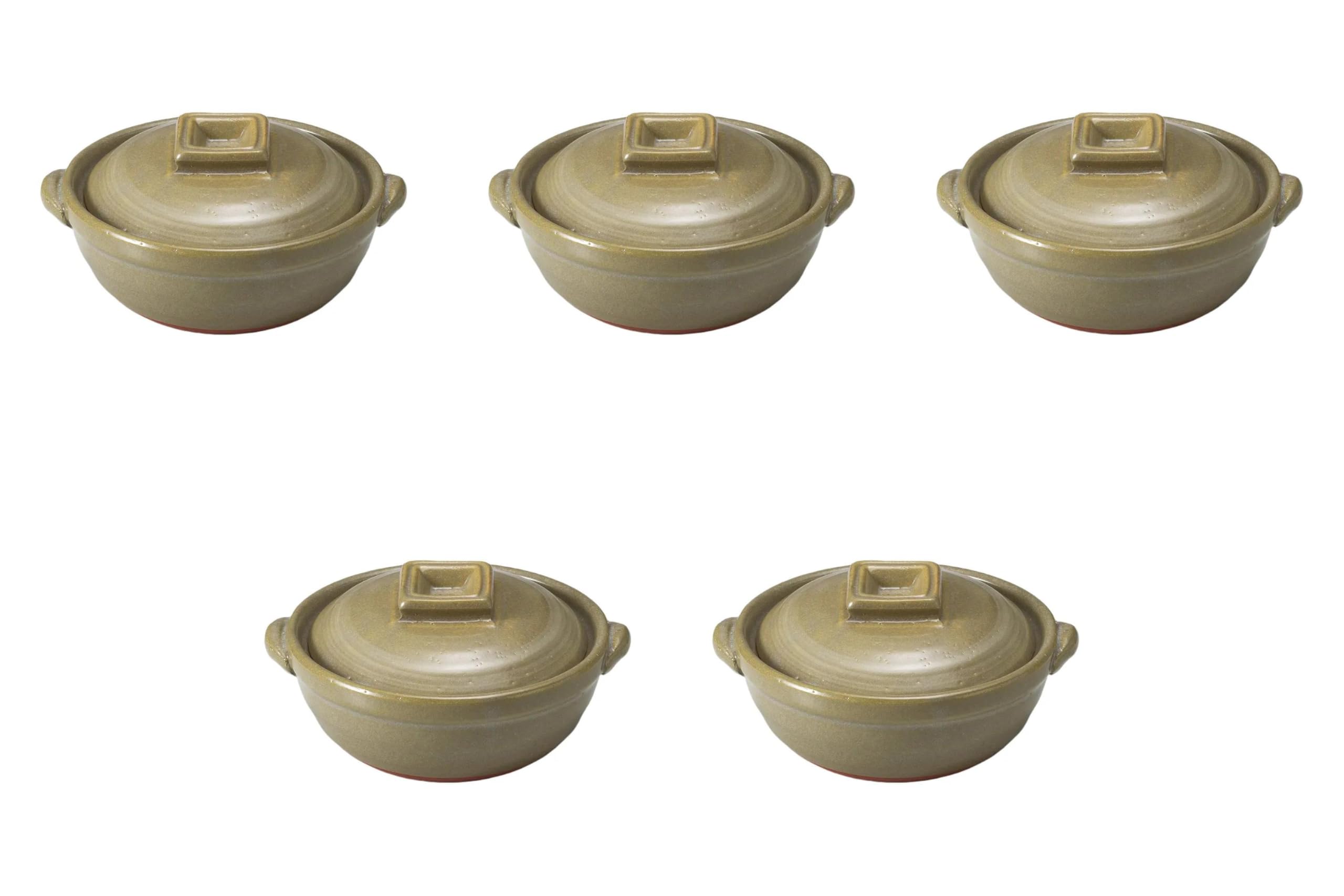 

Set of 5 White Brushed 4 Pots x x Earthenware Banko Direct Setomonohonpo Kyoto-style No. [14 12.5 7cm] Single-Serving Pot, Ware, Fire,