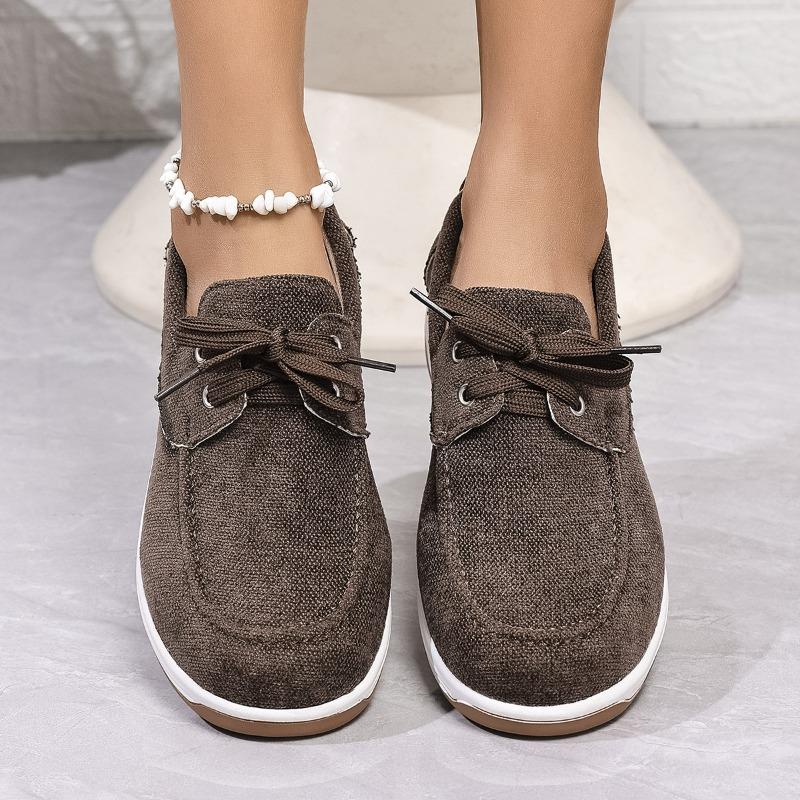 Fashion Women's Fashion Round-toed Lace-up Wedge-heeled Casual Shoes Spring and Autumn Simple and Versatile Thick-soled Vulcanized Shoes