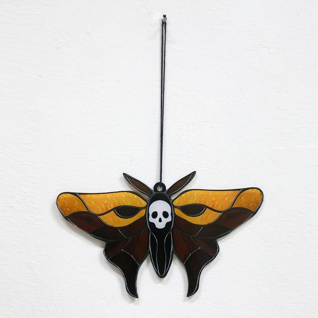 Acryl Halloween Schmetterling & Totenkopf Fensterhänger Sonnenfänger Gotische Motte Form Schlafzimmer Wohnzimmer Wanddeko Anhänger Geschenke