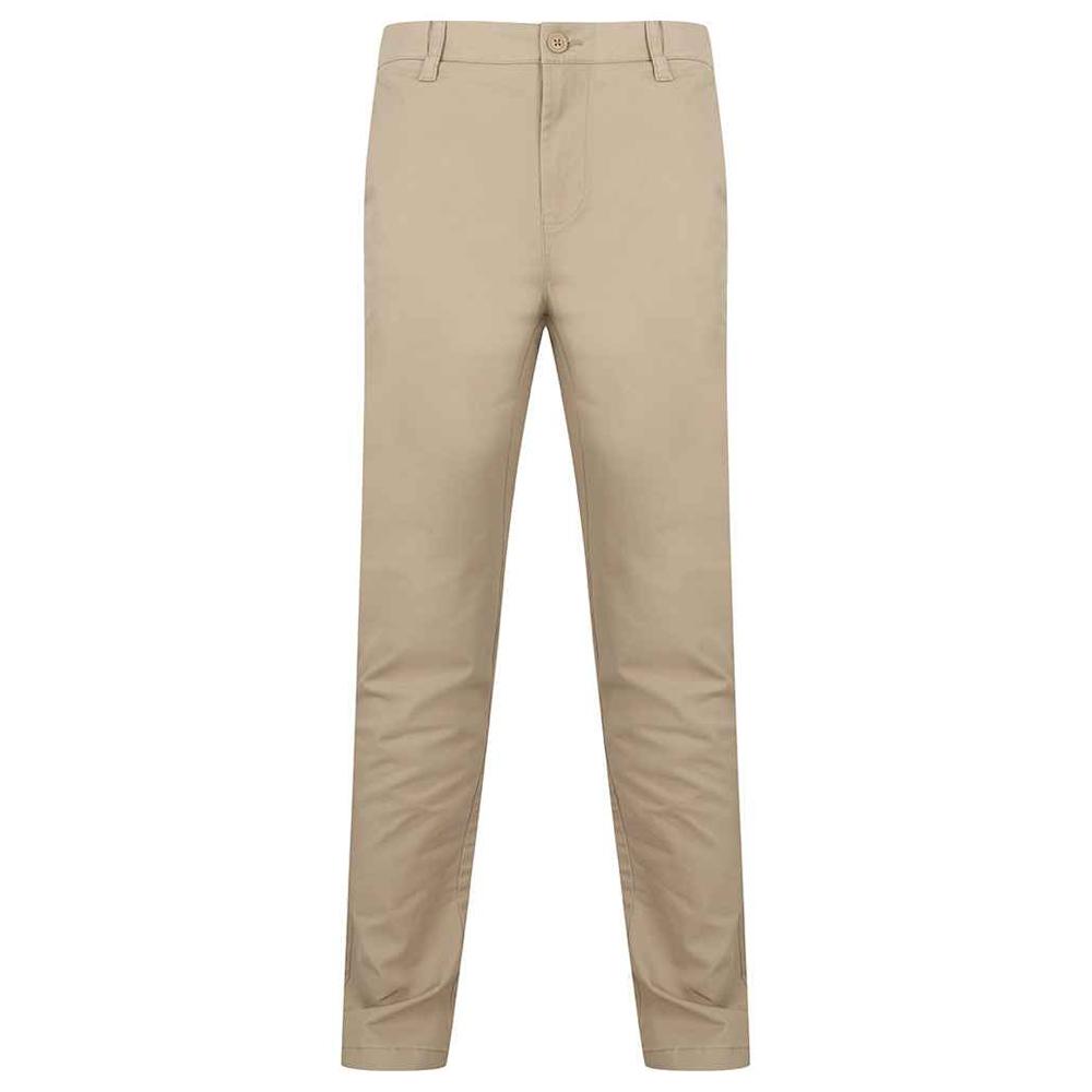 Henbury Mens Stretch Flex Waistband Slim Chinos