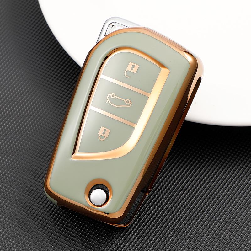 Full-Coverage Protective Case for Two-Button Toyota Keys, Fits Corolla, Highlander, Reiz, RAV4