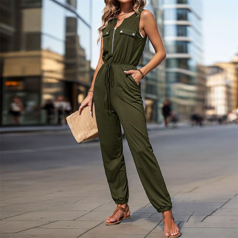 Women's Summer Jumpsuit Trousers Casual Party Hundred Black Sleeveless Jumpsuit