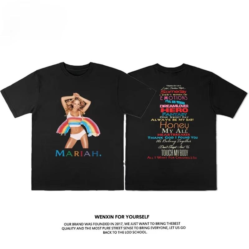 New Mariah Carey Niu Sister Mariah Carey Concert Short Sleeve TShirt Summer Cotton Unisexs and Womens Large Size Top Y2K Clothes S