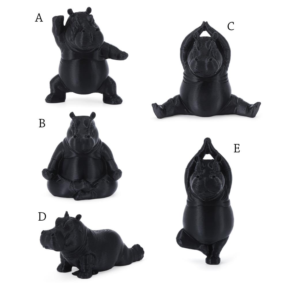 3D-Druck Yoga Flusspferd Statue Harz Flusspferd Figur Flusspferd Dekorative Ornamente Mehrere Stile Mini
