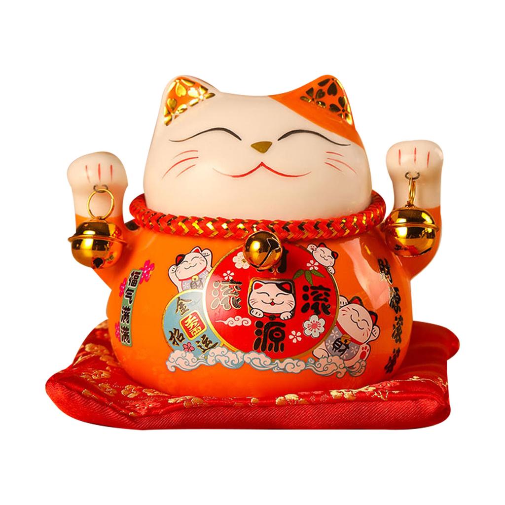 Lucky Cat Coin Bank 4.5in Exquisite Cute Bring Luck Good Wish Ceramic Fortune Cat Saving Pot Desk