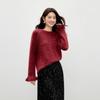 Qiusyiren Women's Retro Round Neck Knit Sweater