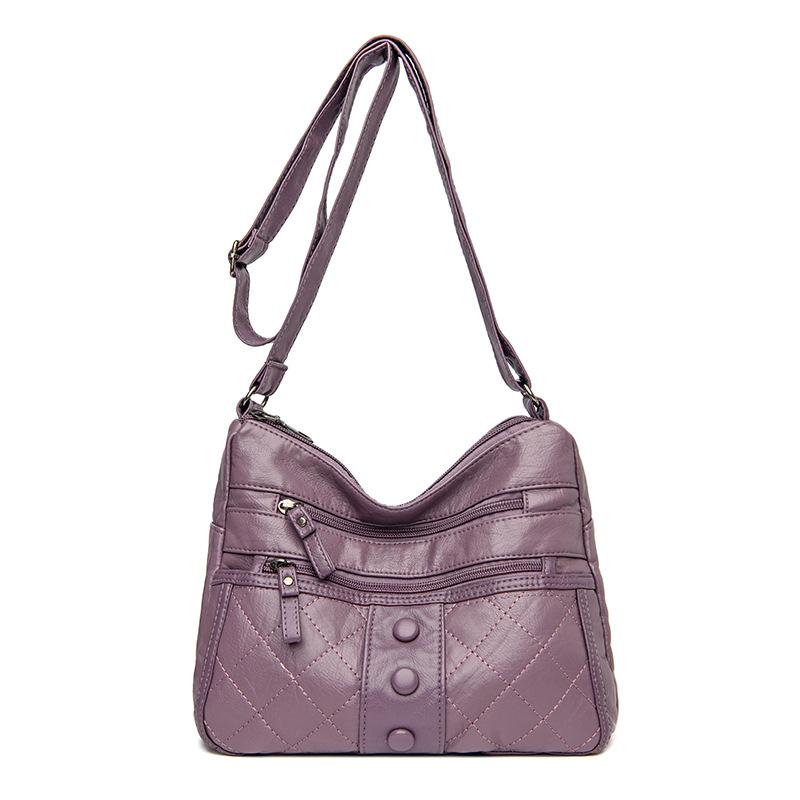 Yogodlns Vintage Soft Leather Shoulder Bag Female Large Capacity Crossbody Bag Fashion Rhombic Messenger Handbag Luxury Mom Bag