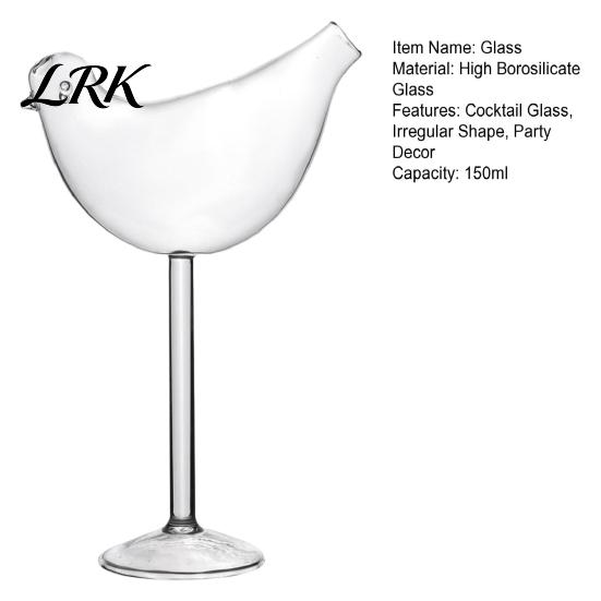 Unique Bird Shaped Glass Cocktail Glass, with Stable Base, 150ml Capacity Drinking Gift Wine Glasses Elegant And Versatile for Party Wedding Cute