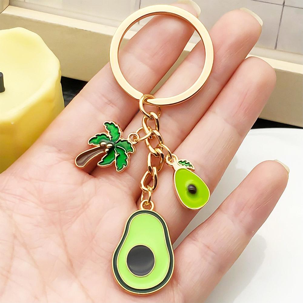 Cute Avocado & Coconut Tree Keychain Pendant