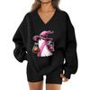Women's V-neck Dropped Shoulder Halloween Print Sports Sweatshirt Top