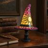 Stained Glass Witch Hat Lamp, USB Powered Night Light for Bedroom Shelf Decor, Halloween Warm Glow Gothic Table Lamp for Home Office