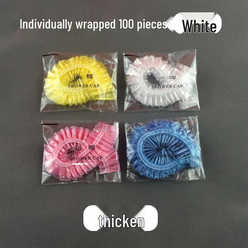 Hochdruck Einweg-Duschhaube - Transparent gestreiftes dickes PE-Plastik für Salon- & Hotelgebrauch