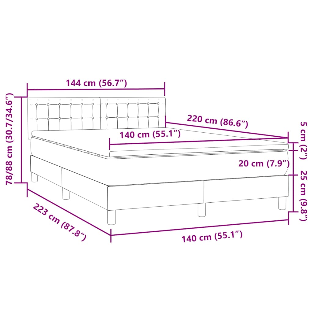 Box Spring Bed with Mattress Pink 120x220 cm Velvet