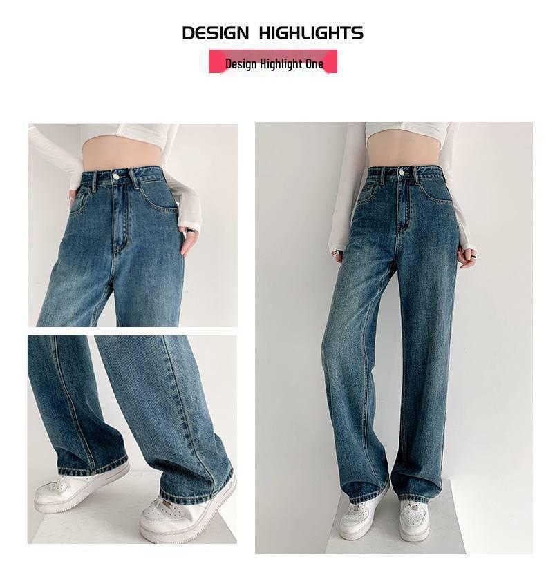 Damen Jeans mit hohem Bund, geradem Bein und weiter Passform, Frühling/Herbst 2022 - Schlankmachend, Vielseitig, Guter Fall, Bodenlang.