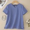 ZANZEA Women Casual V-Neck Grid Print Loose Short Sleeve Blouse