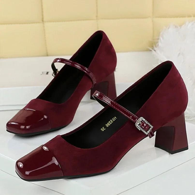 

Туфли BIGTREE Леопард Весна Туфли на высоком каблуке Женские Карликовые Ретро Туфли-лодочки Новая Модная Квадратный носок Мелкий вырез 38