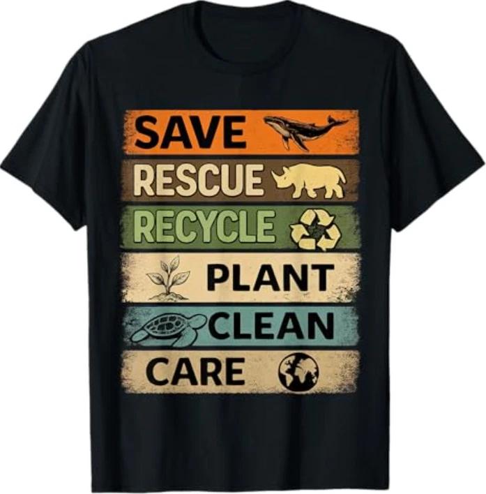 Save Rescue Recycle Plant Care Earth Day T-Shirt 4XL