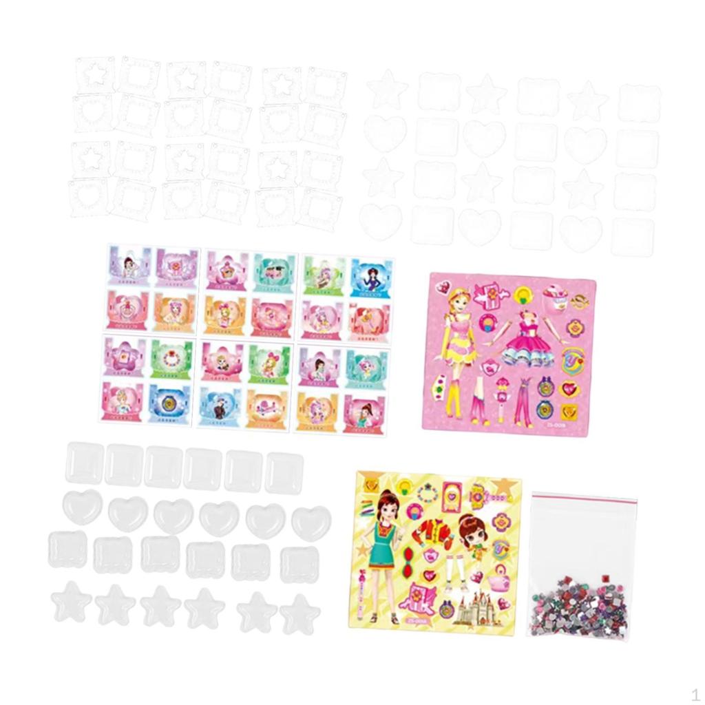 Toddlers DIY Stickers Art Crafts Cartoon Party Favor with Dress up Jewelry Making Kit Girls