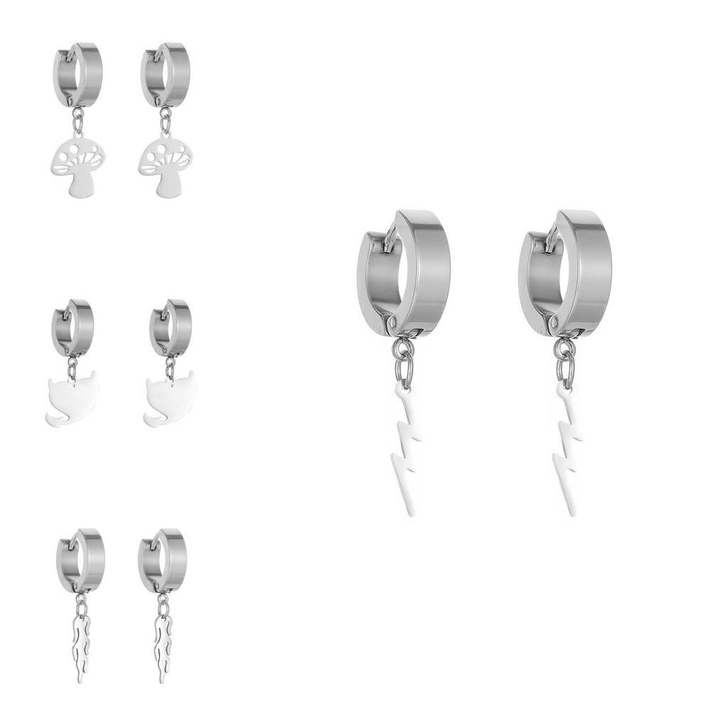 Alloy Creative Cute Earrings With Butterfly Mushroom Smiley Face Shapes Geometric